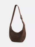 Whistles Sia curved crossbody suede bag chocolate - British product