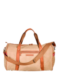 KOY Explorer tan duffle bag with hand-woven Kikoy fabric (British brand)