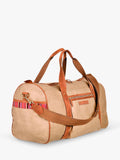 KOY Explorer tan duffle bag with hand-woven Kikoy fabric (British brand)