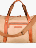 KOY Explorer tan duffle bag with hand-woven Kikoy fabric (British brand)