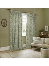 John Lewis Sanderson Chinese Lanterns Lined Pencil Pleat Curtains Sage Pair 182cm Drop- Buy online at McGrocer