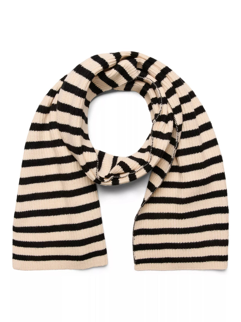 KAFFE Nia stripe scarf Sand Dollar/Black, UK version