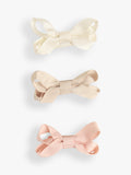 Kids Bow Embellished Hair Clips Set of 3, Easy-Fasten Crocodile Clip Style