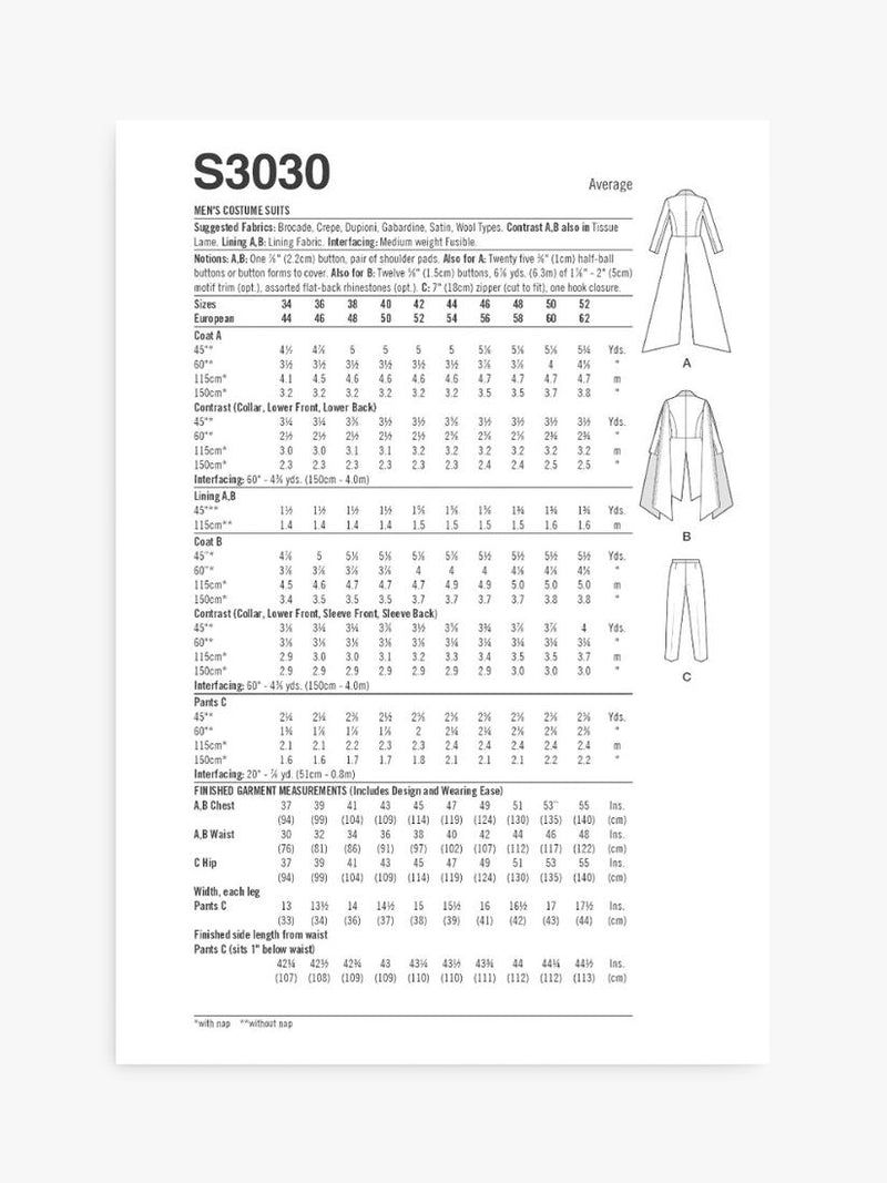 Simplicity dramatic suits sewing pattern S3030 - British product