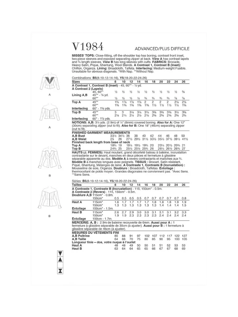 Simplicity sewing pattern V1984 off the shoulder top - British product