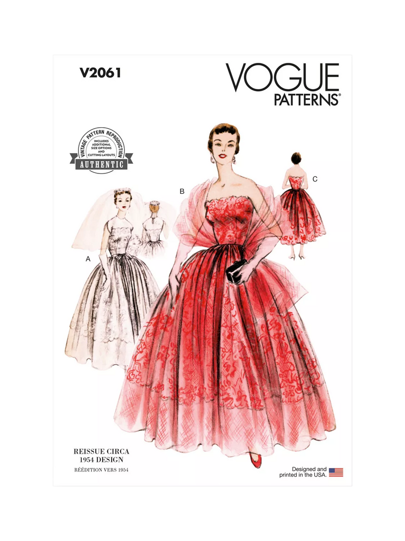 Simplicity sewing pattern Vogue Vintage V2061, imported from the UK