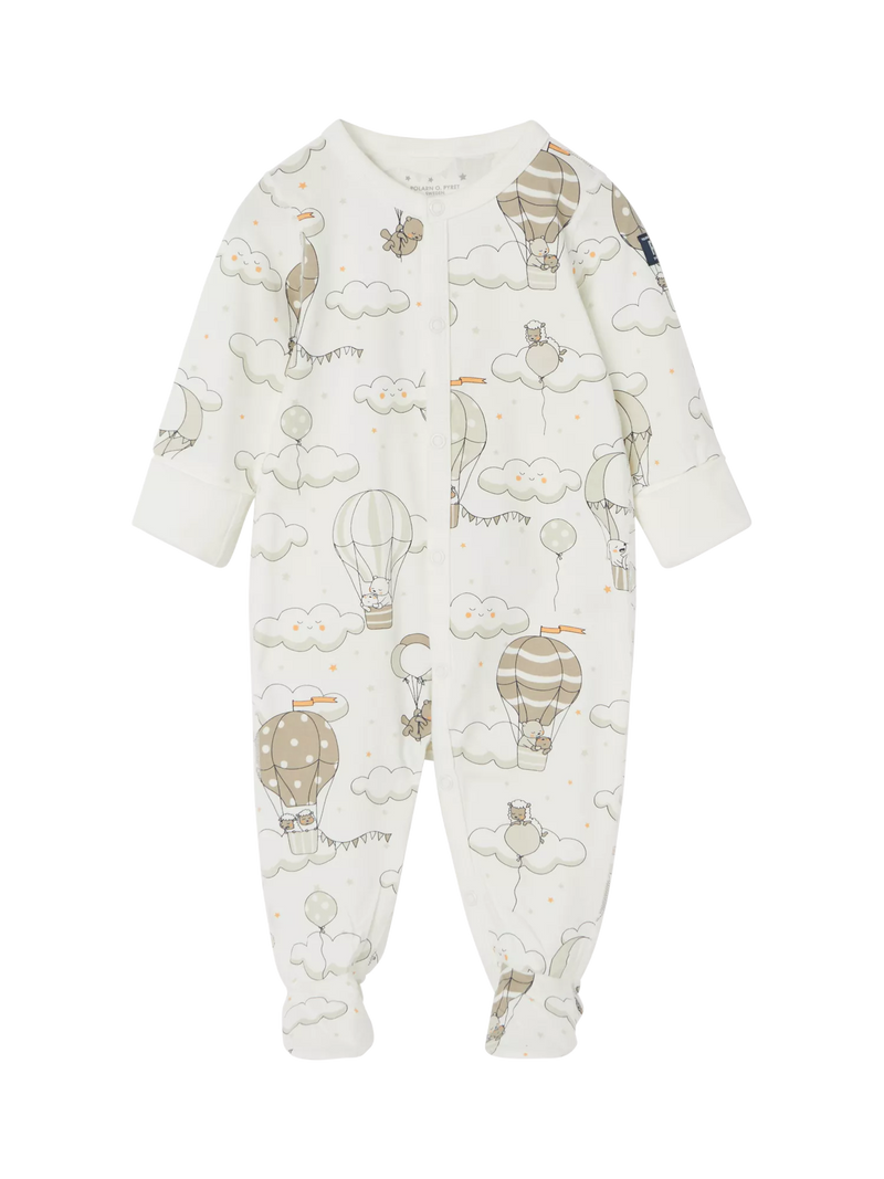 Polarn O. Pyret Baby Hot Air Balloon Sleepsuit, White
