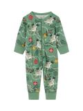 Polarn O. Pyret Baby Reindeer Print Sleepsuit, Green - McGrocer