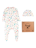 Frugi Baby Reve Rib Sleepsuit & Beanie Hat Gift Set, Multi - McGrocer