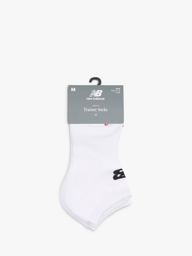 New Balance Kids' Trainer Socks Pack of 3 Bright White, UK version