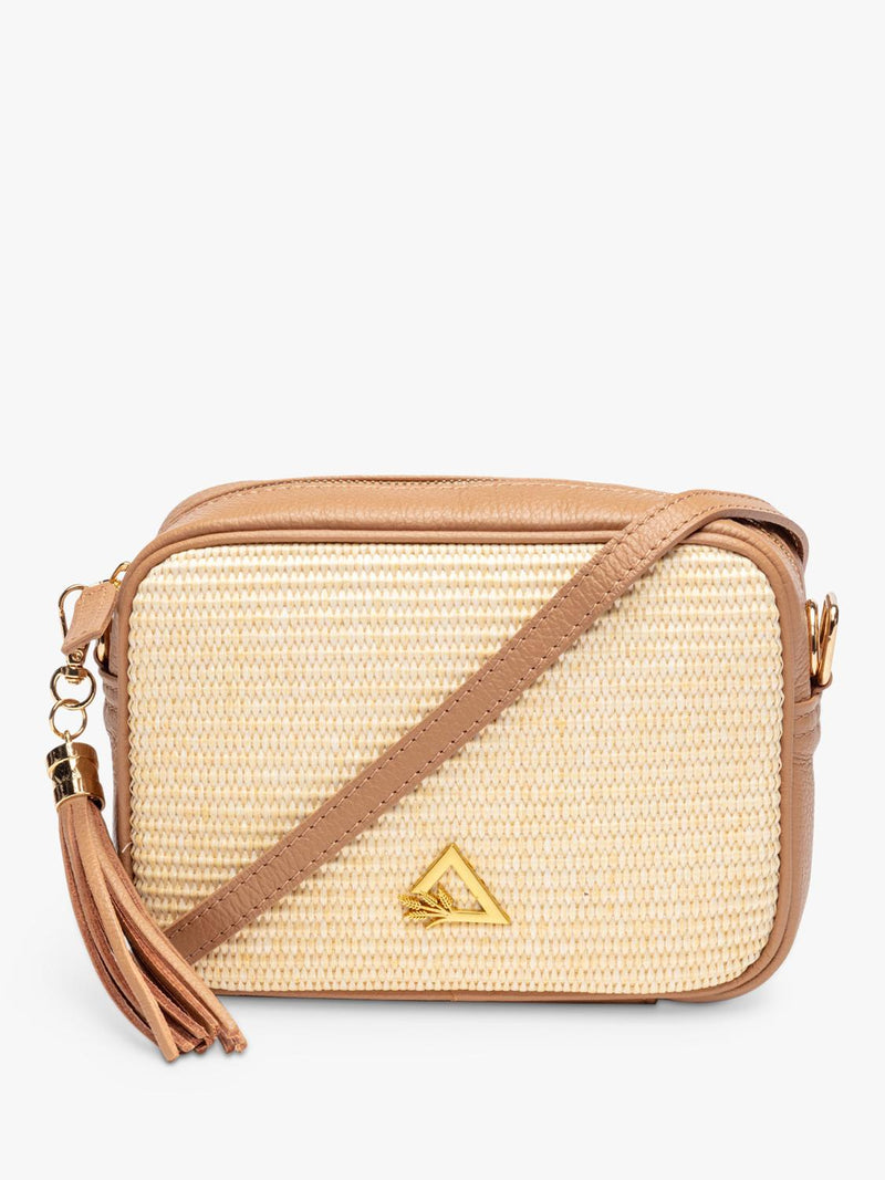 Hay Life straw camera bag natural brown crossbody, UK version