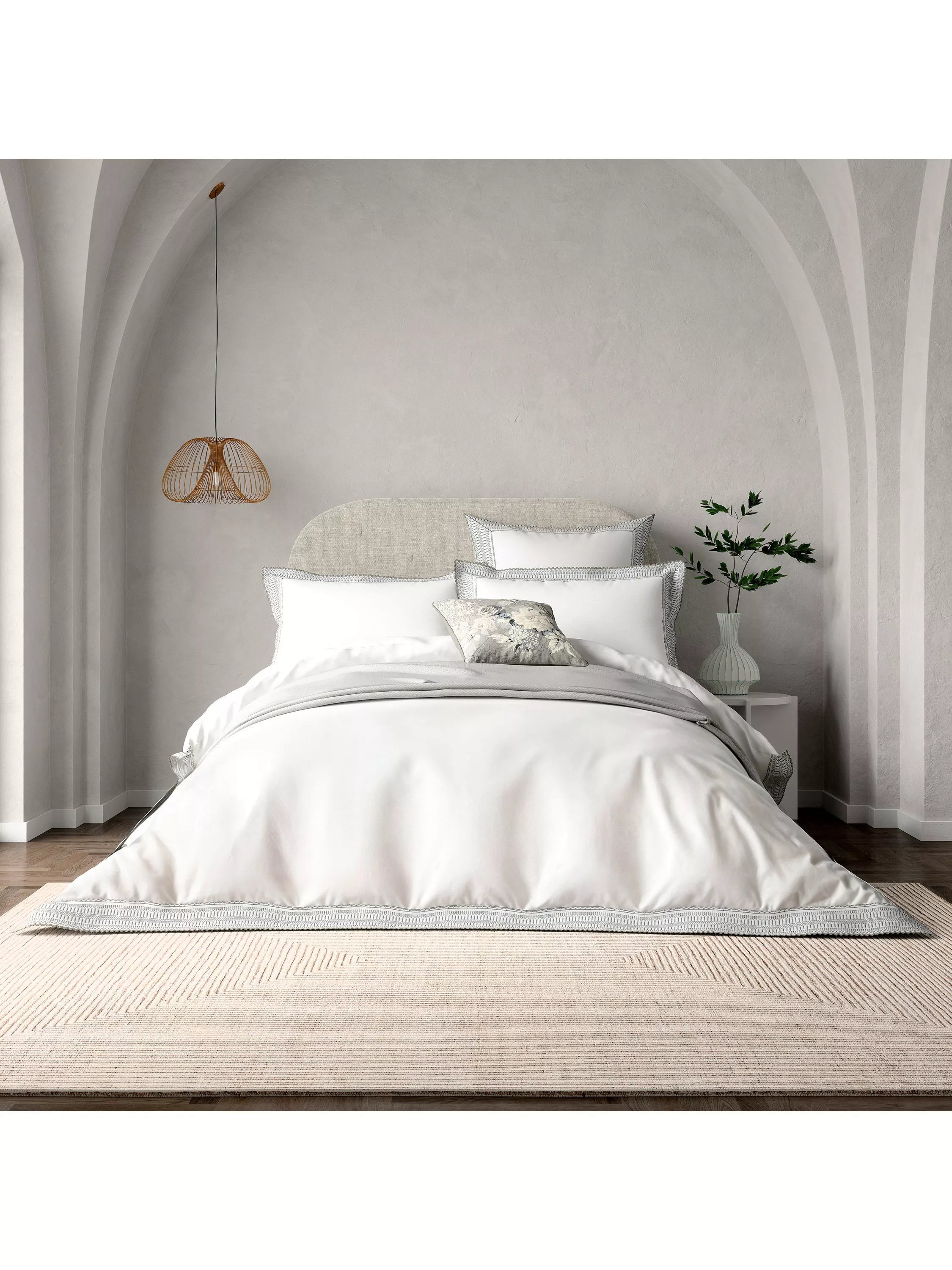 Bedeck of Belfast Astrid Cotton Percale Duvet Cover Set, White/Multi - McGrocer