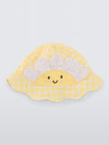 John Lewis Baby Gingham Sunflower Hat, Yellow, 0-3 months