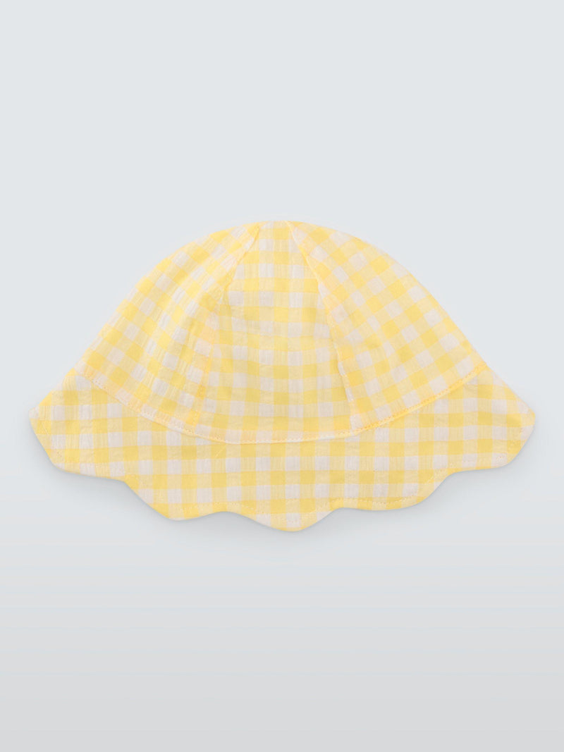 John Lewis baby sun hat yellow gingham sunflower - British product