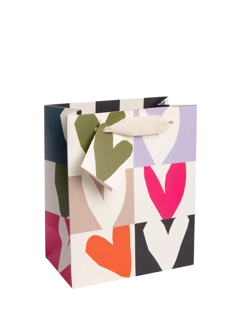Caroline Gardner chequerboard heart gift bag with tag - British product