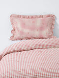 John Lewis gingham cotton duvet cover set pink, imported from the UK