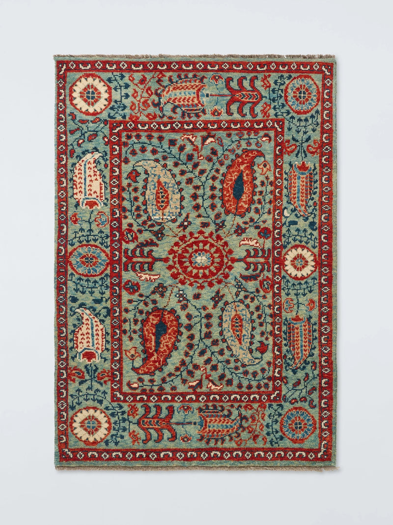 Gooch Luxury Suzani pure wool rug pink pale blue (British brand)