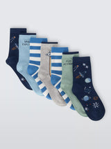John Lewis John Lewis Kids' Space Socks Pack of 7 Multi- Buy online at McGrocer
