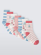 John Lewis John Lewis Kids' Floral Stripe Ankle Socks, Pack of 7- Buy online at McGrocer