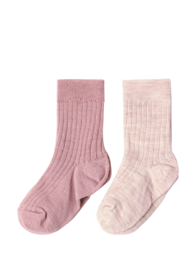 John Lewis Lindex Kids' Wool Blend Rib Socks Pack of 2 Pink/Pale Pink- Buy online at McGrocer