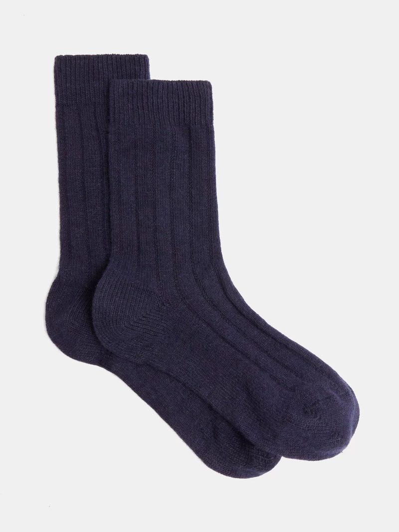 HUSH wool blend socks one size navy (British brand)