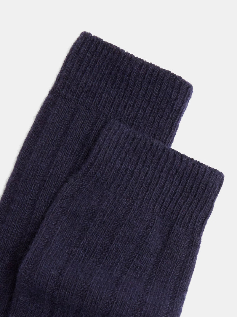 HUSH wool blend socks one size navy (British brand)