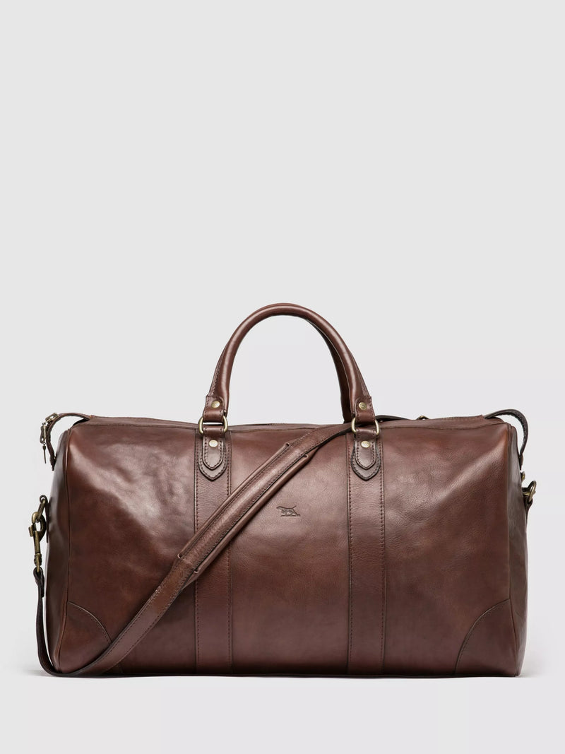 Rodd & Gunn chocolate leather weekender bag - British product