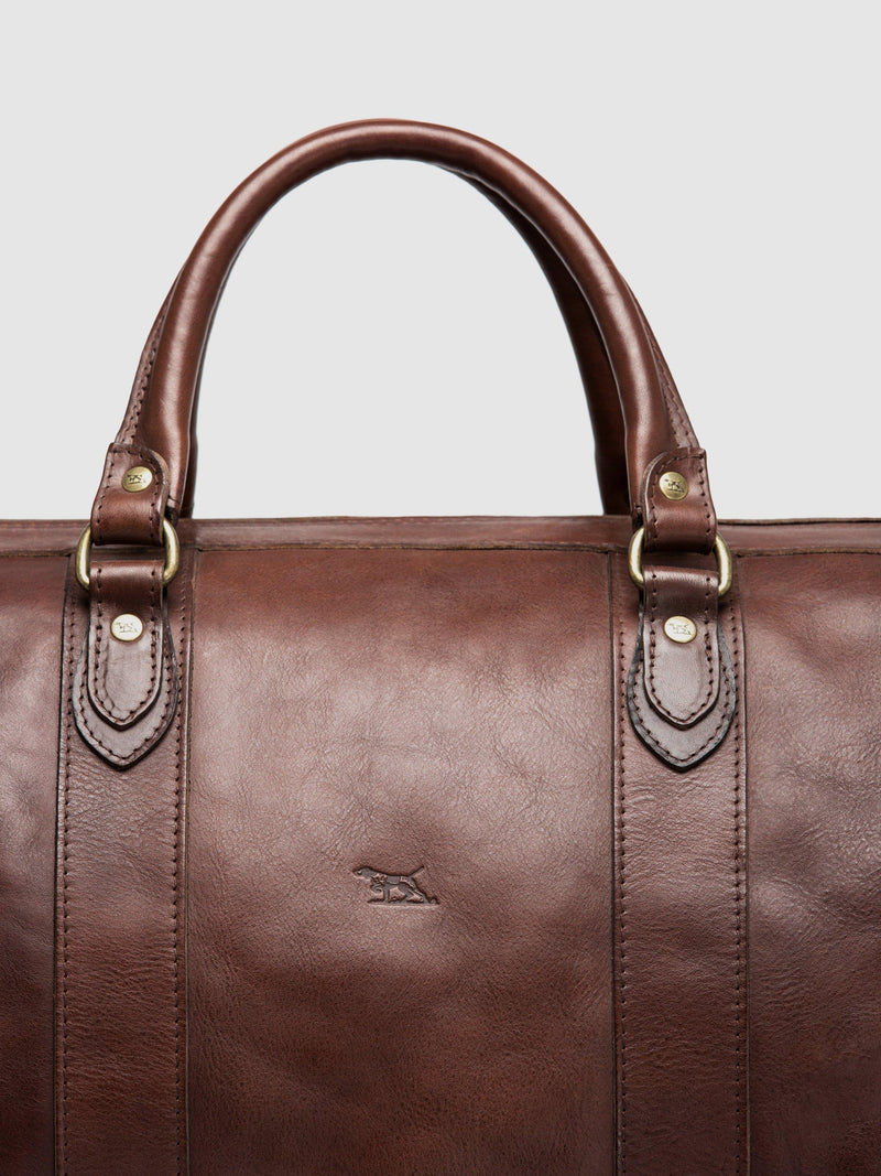 Rodd & Gunn chocolate leather weekender bag - British product