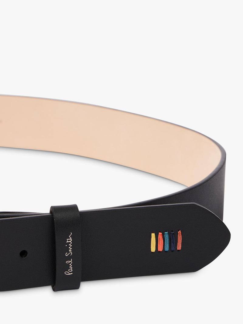 PS Paul Smith black leather belt with chrome buckle, imported from the UK