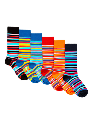 Soft Cotton Blend Lines Socks, Pack of 6