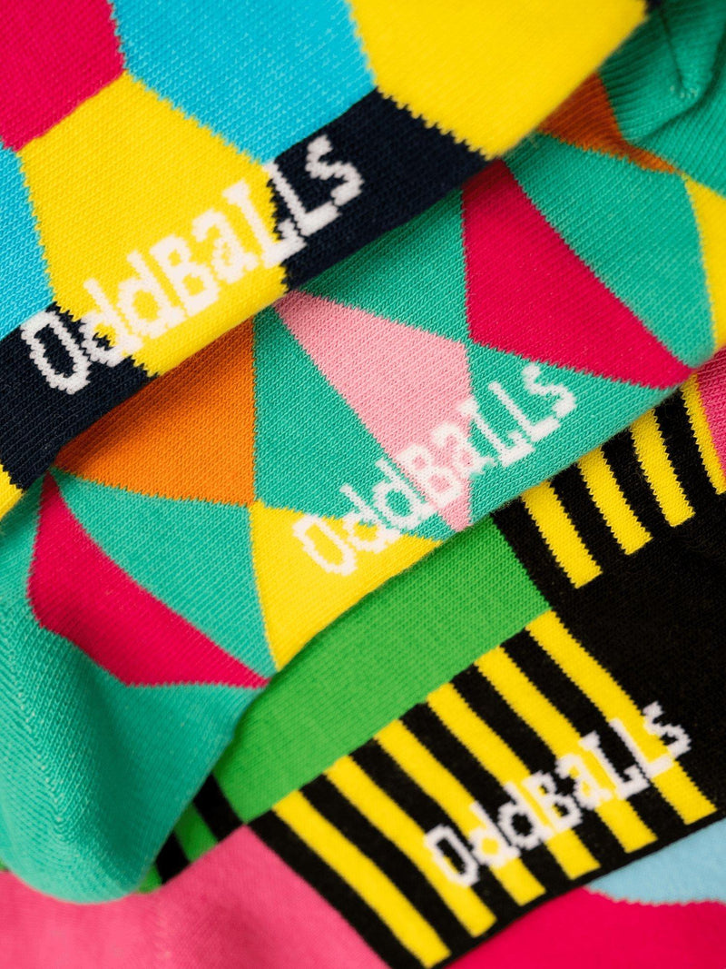 OddBalls socks pack of 6 random print, UK version