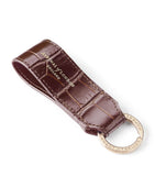 Aspinal of London croc-embossed leather loop keyring, imported from the UK