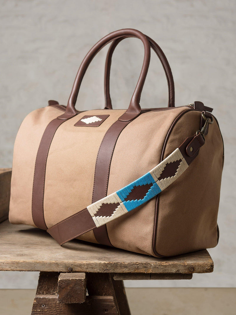 Pampeano Varon leather canvas duffle bag large, imported from the UK