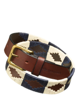 John Lewis Pampeano Jugadoro Leather Belt Brown/Cream/Blue- Buy online at McGrocer