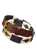 Pampeano Jugadoro leather belt in brown cream blue (British brand)