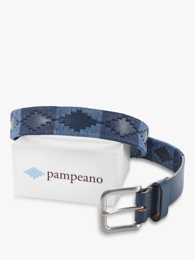 Pampeano Ondas blauer Ledergürtel, UK-Version