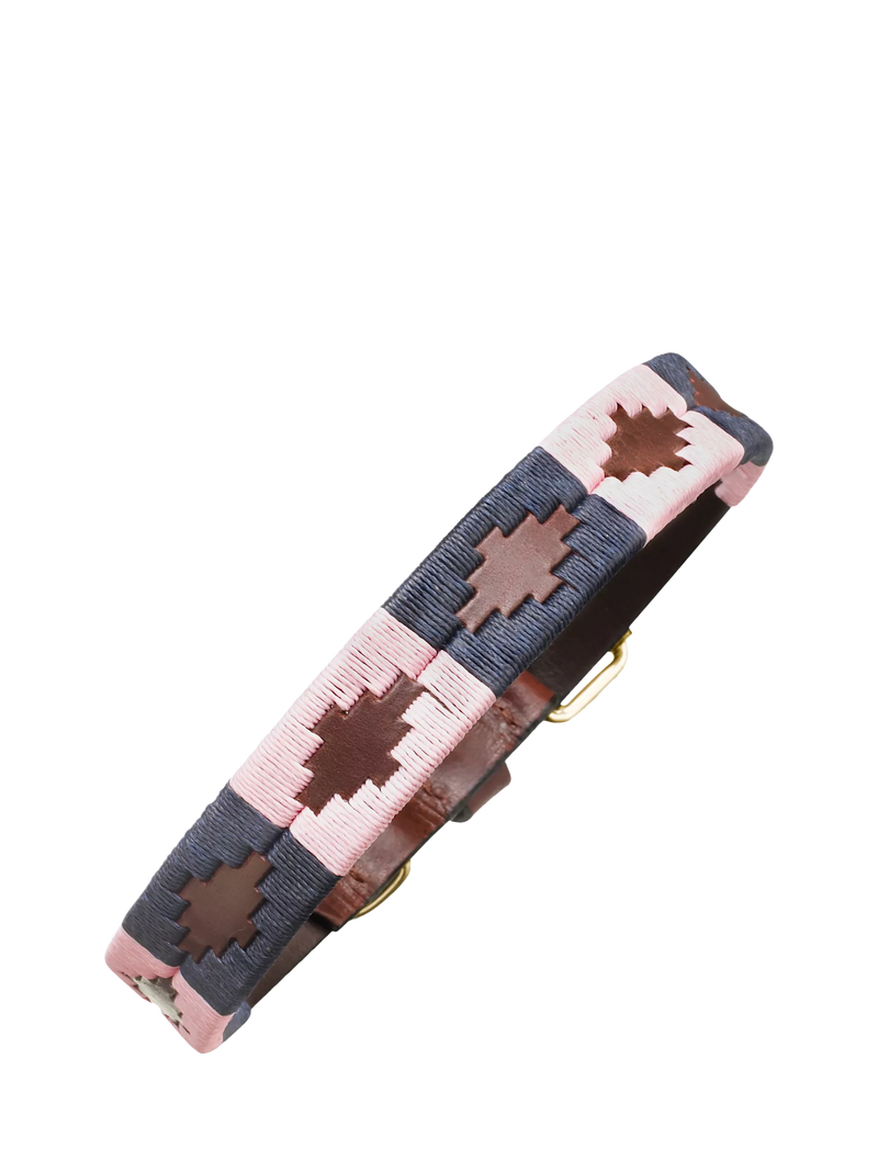 Pampeano Hermoso pink leather dog collar 35cm - British product