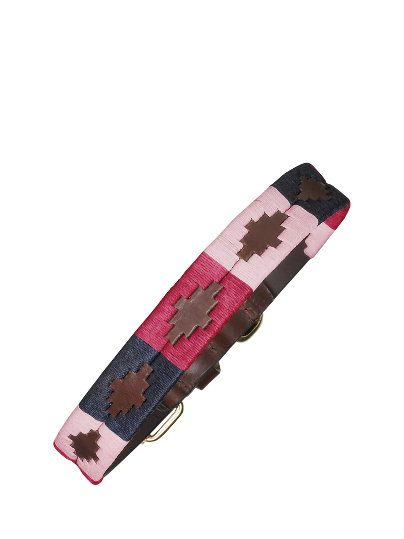 Pampeano Petalo leather dog collar pink blue, imported from the UK