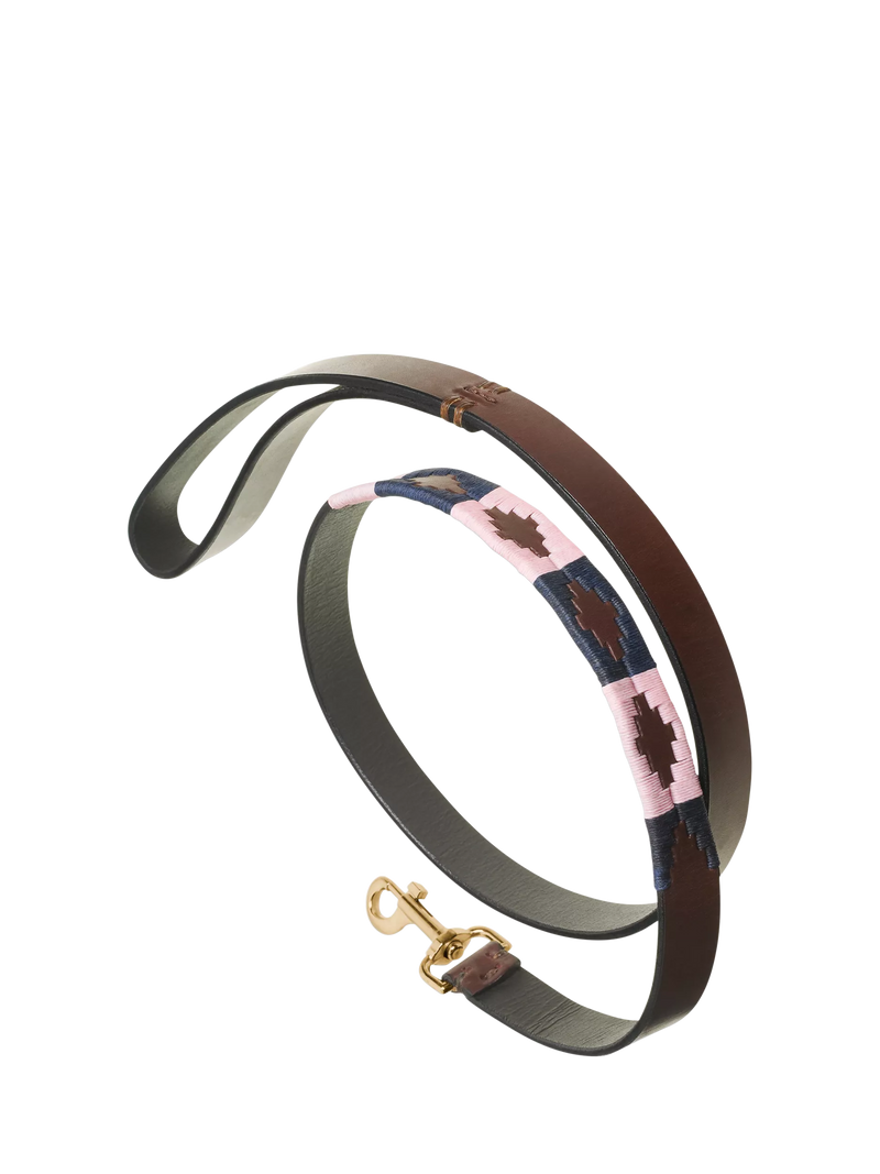 Pampeano Hermoso leather dog lead Pink Dark Blue 115cm, UK version