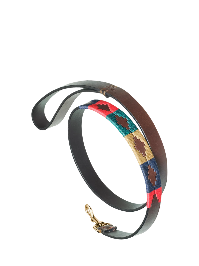Pampeano Navidad hand-stitched leather dog lead (British brand)