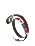 Pampeano Petalo leather dog lead Pink/Blue (British brand)
