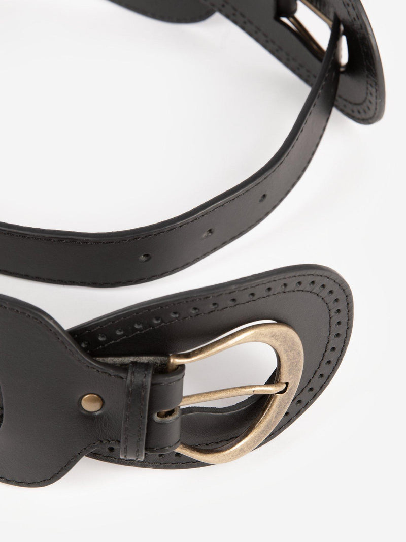 THE KOOPLES double buckle leather belt black (British brand)