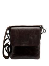John Lewis Loake Stratford Vintage Waxy Leather Crossbody Bag, Dark Brown- Buy online at McGrocer