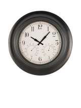 John Lewis Libra Interiors Outdoor Metal Wall Clock with Temperature and Humidity, 53cm- Buy online at McGrocer