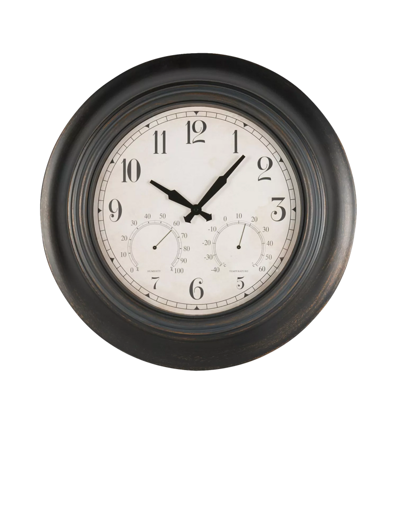 Libra Interiors wall clock with temperature and humidity 53cm - British product