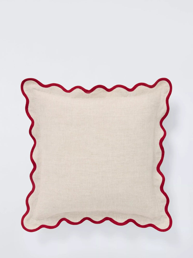 John Lewis Scalloped Linen Cushion - Chilli H45 x W45 cm