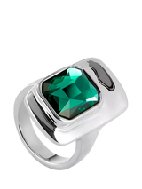 John Lewis UNOde50 Art Ser Magnetica Crystal Cocktail Ring Silver/Green- Buy online at McGrocer