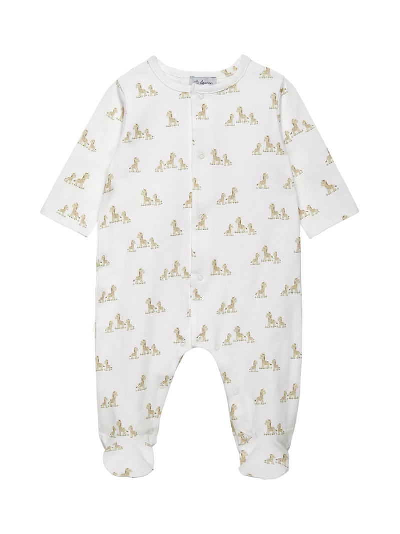 Trotters Baby Giraffe Organic Cotton Sleepsuit, White/Multi - McGrocer