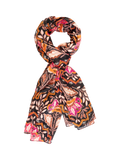 chesca Mosaic Floral Scarf, Orange/Fuchsia