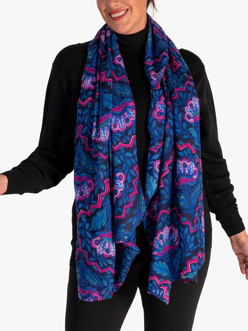 chesca Mosaic Floral scarf in viscose (British brand)